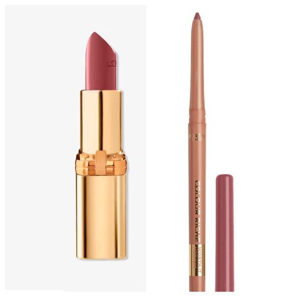 🦋 L’Oréal Worth It Medium Lipstick & Lip Liner New FullSz - Picture 1 of 10